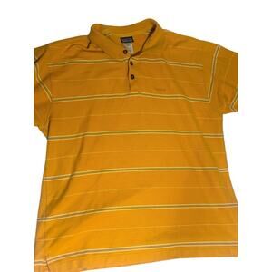 Patagonia Mens XL Organic Cotton Polo Shirt Yellow Stripe Short Sleeve Casual